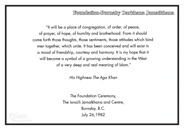 Foundation Ceremony Ismaili Centre Burnaby BC